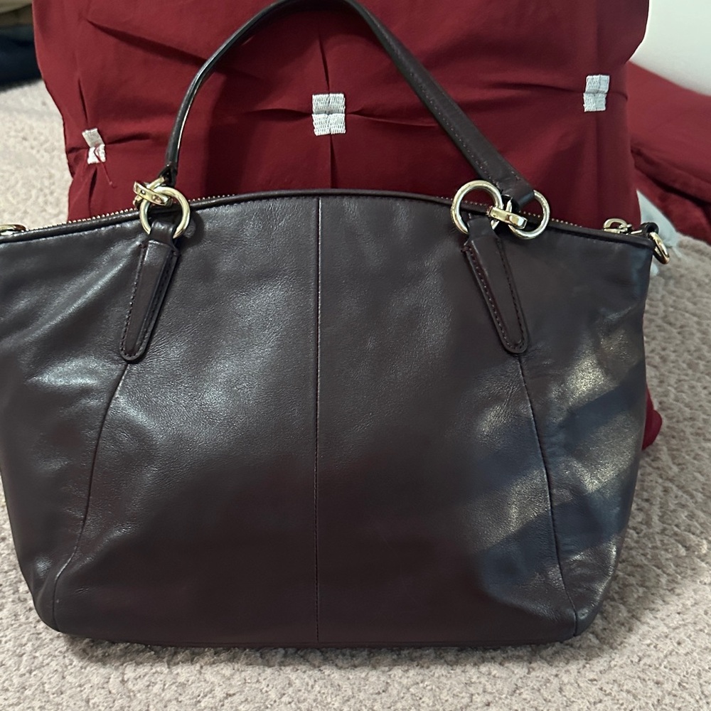 Coach Red and Brown Satchel Bag - Picture 7 of 11